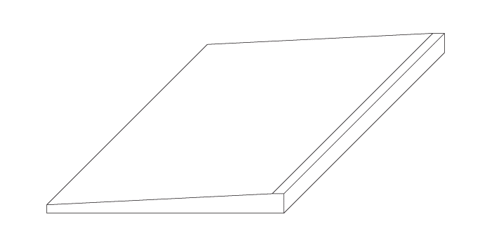 Outline of a single sloped roof skin. Clicking this image will open an editable pdf where you can enter your roof skin dimensions.
